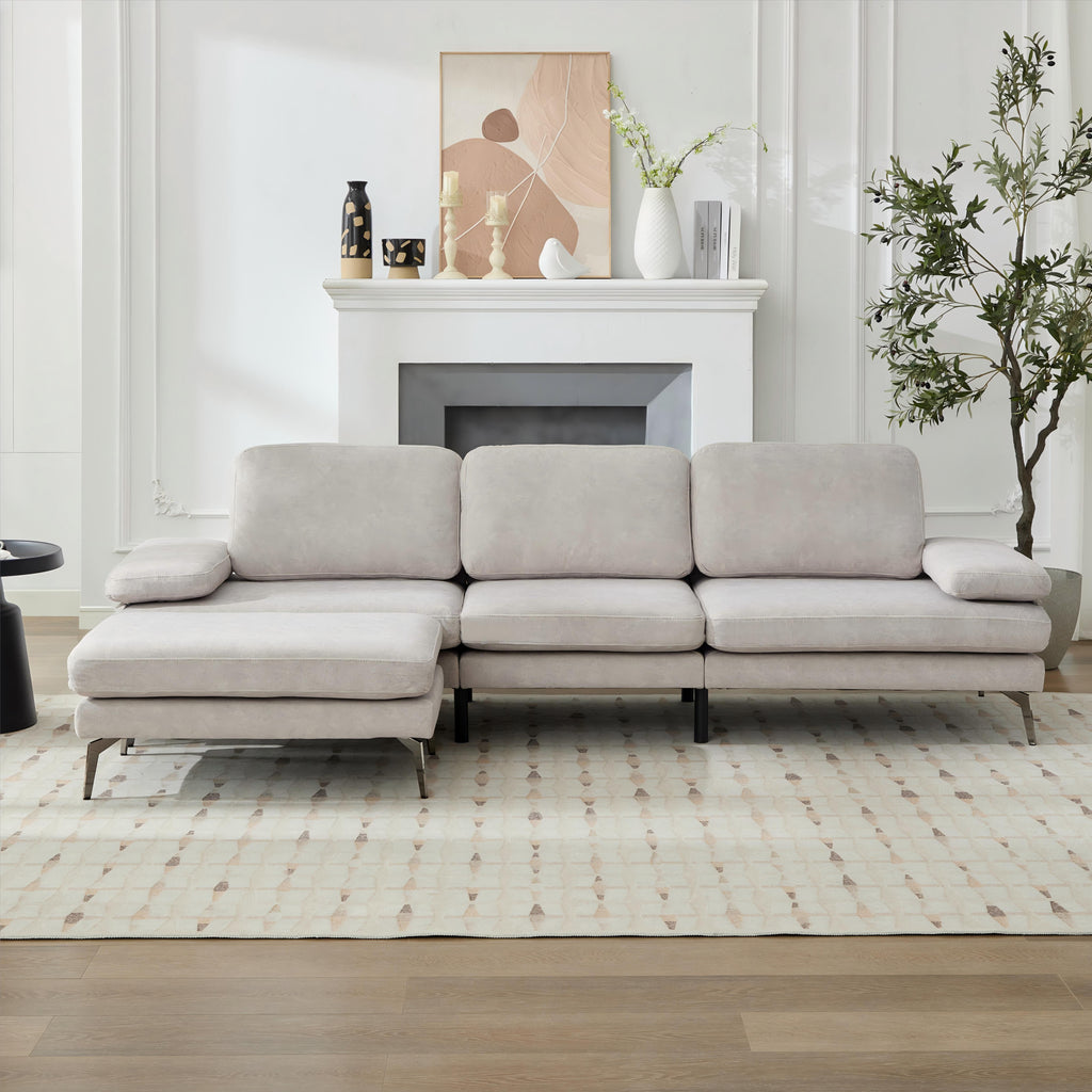 Aria - 103'' Modern Upholstered Sofa with Reversible Ottoman
