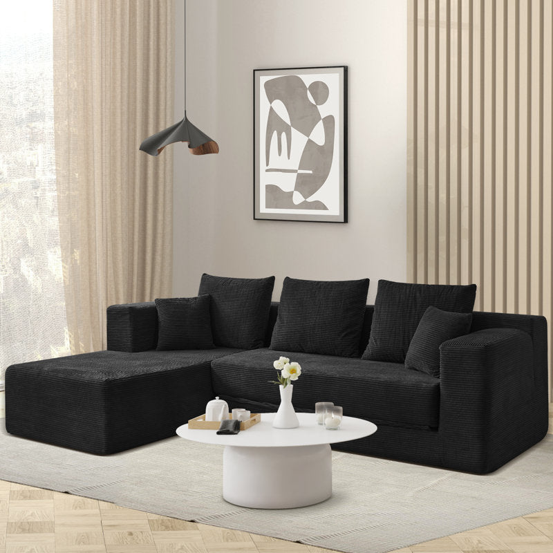 Haven 106" Sleeper Sofa - Corduroy L-Shaped Sectional Pull Out Bed