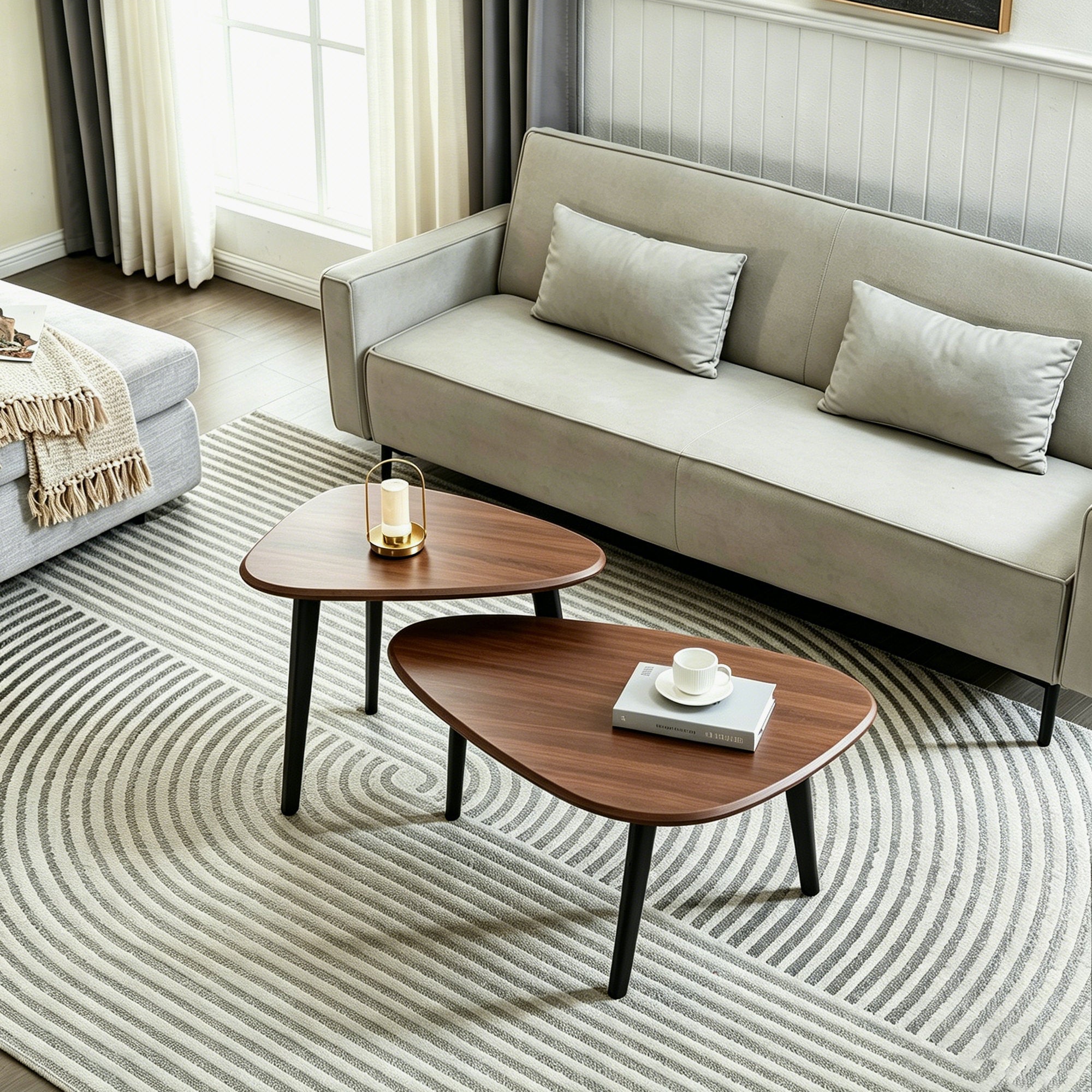 Apex - 2-Piece Nesting Coffee Table Set Mid-Century Wood Veneer