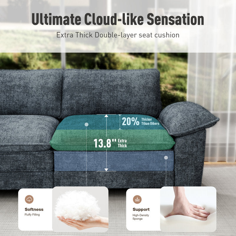 Haven 3-Piece Modular Sectional Sofa - Navy Chenille Oversized Couch