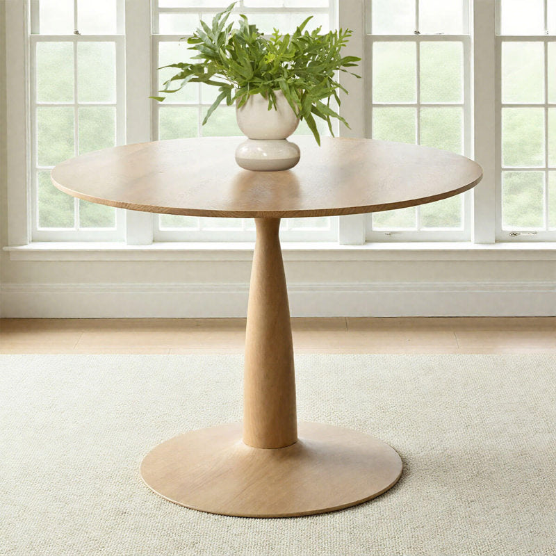 Aurelia - Round Pedestal Dining Table Modern Wood Grain for 4 People
