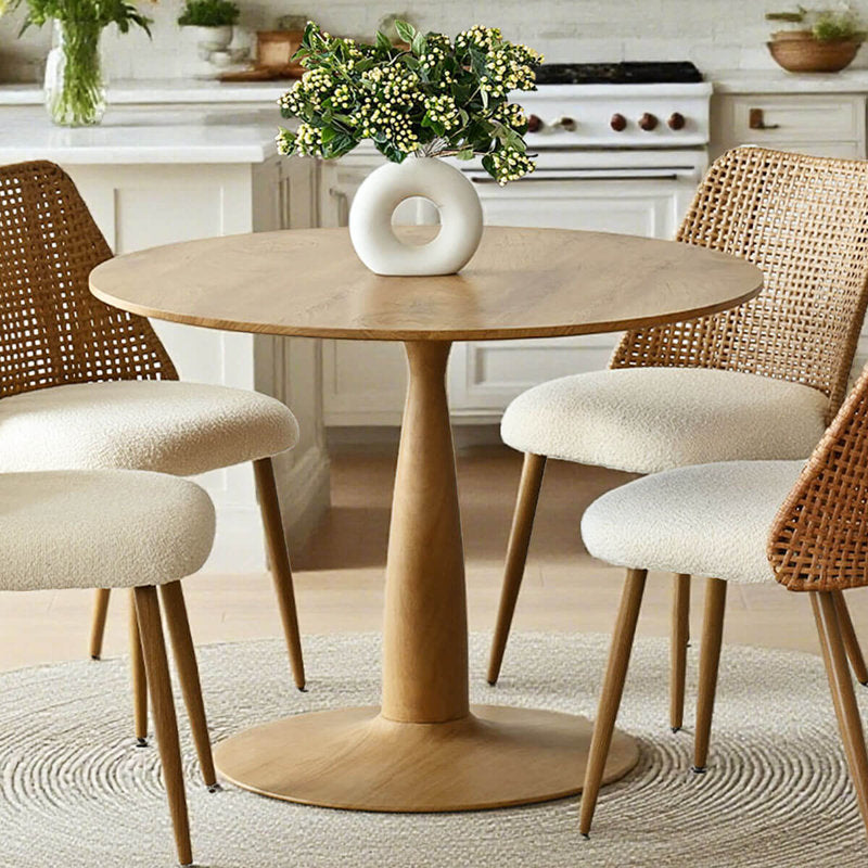 Aurelia - Round Pedestal Dining Table Modern Wood Grain for 4 People