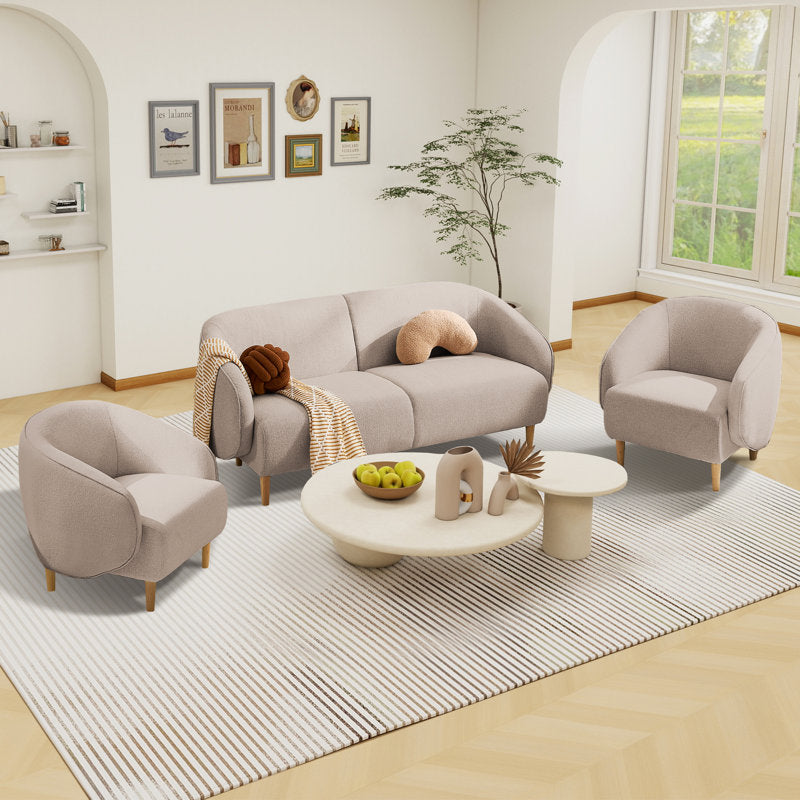 Aurelia 3-Piece Modern Chenille Living Room Set - Sofa & Accent Chair