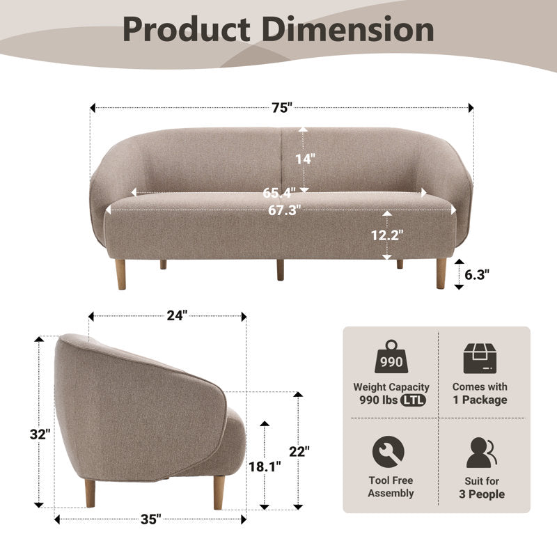 Aurelia 3-Piece Modern Chenille Living Room Set - Sofa & Accent Chair