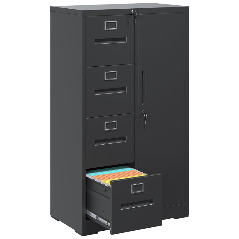 Titan - 4-Drawer Metal Vertical Filing Cabinet with Lock for Home Office