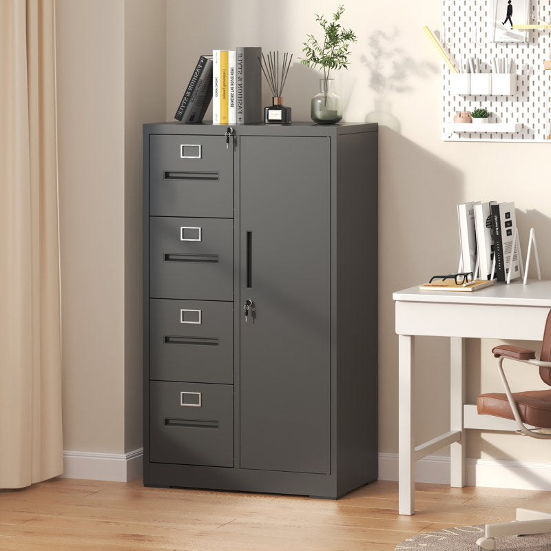 Titan - 4-Drawer Metal Vertical Filing Cabinet with Lock for Home Office
