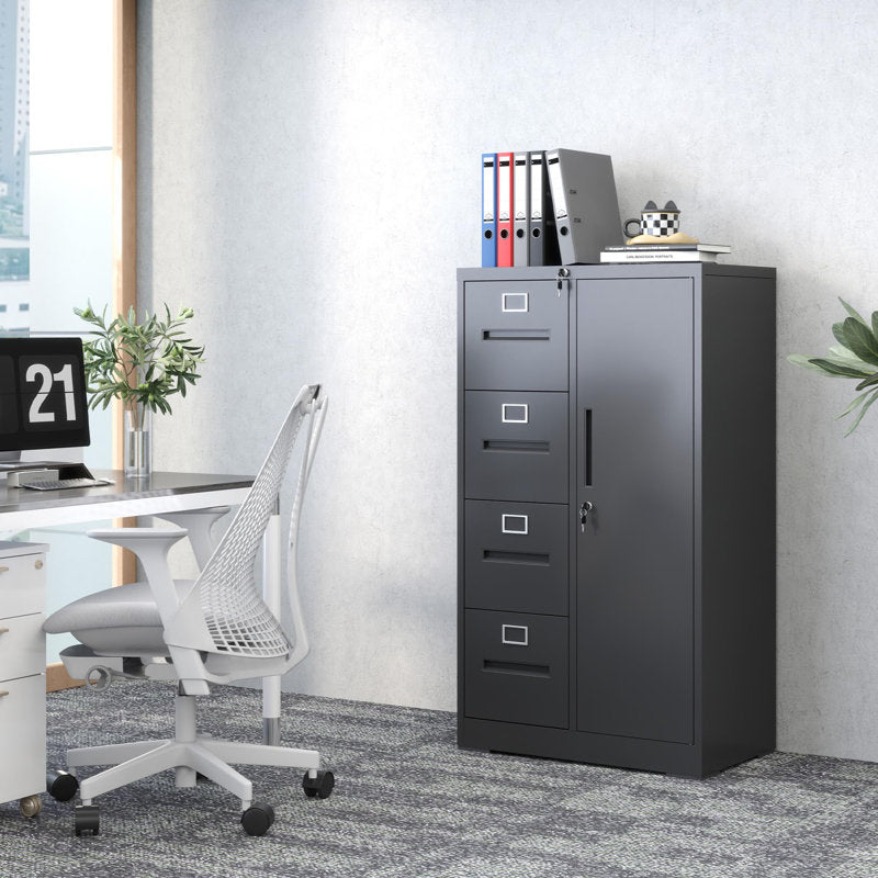 Titan - 4-Drawer Metal Vertical Filing Cabinet with Lock for Home Office