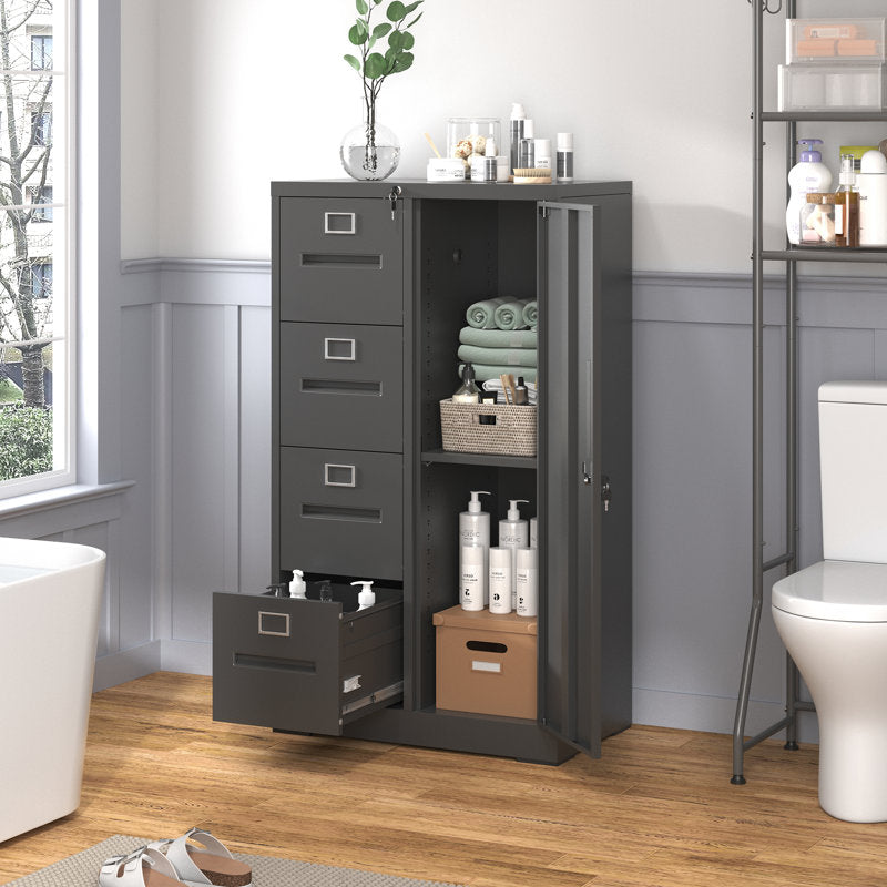 Titan - 4-Drawer Metal Vertical Filing Cabinet with Lock for Home Office