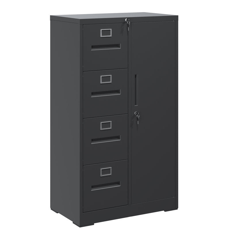Titan - 4-Drawer Metal Vertical Filing Cabinet with Lock for Home Office