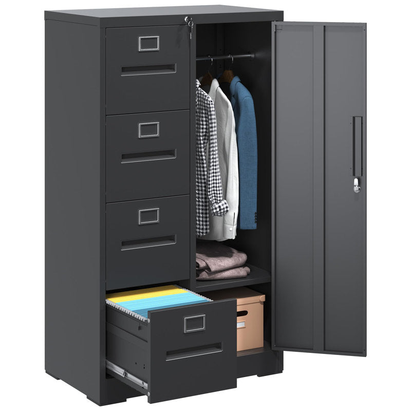 Titan - 4-Drawer Metal Vertical Filing Cabinet with Lock for Home Office
