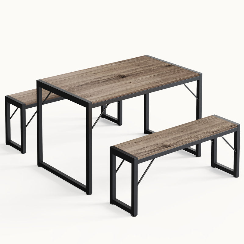 Aria 45.5" Dining Table Set with 2 Benches - Modern Space-Saving Set