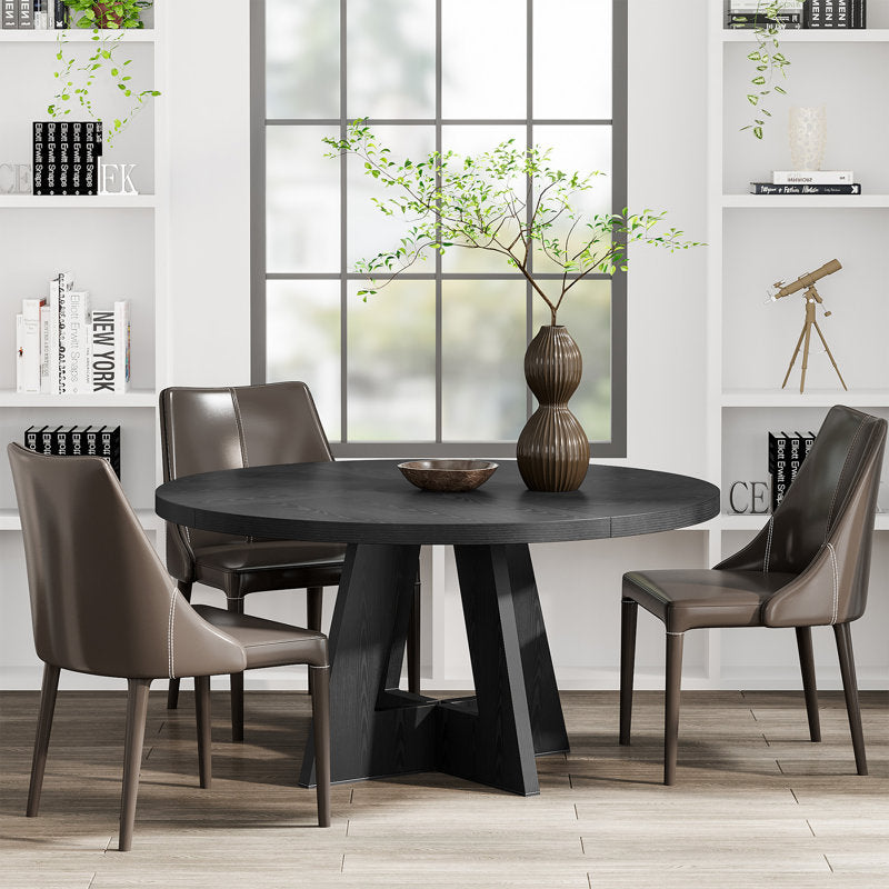 Havenly 47" Round Farmhouse Dining Table - Wood Pedestal Kitchen Table