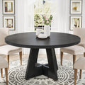 Havenly 47" Round Farmhouse Dining Table - Wood Pedestal Kitchen Table