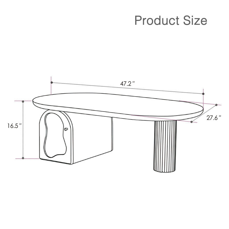 Aura - Modern Irregular Coffee Table White & Wood Living Room