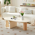 Aura - Modern Irregular Coffee Table White & Wood Living Room