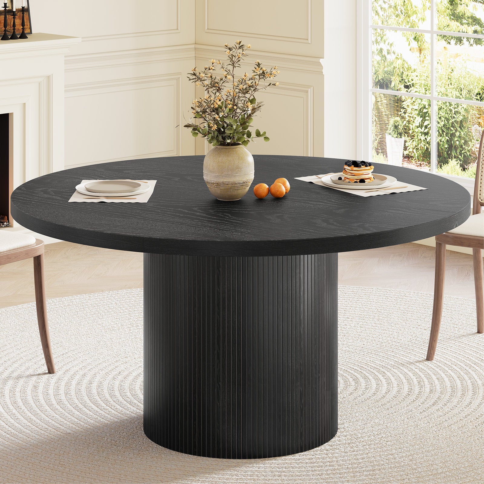 Aurelia - 47" Round Dining Table Mid-Century Wood Base Kitchen Table