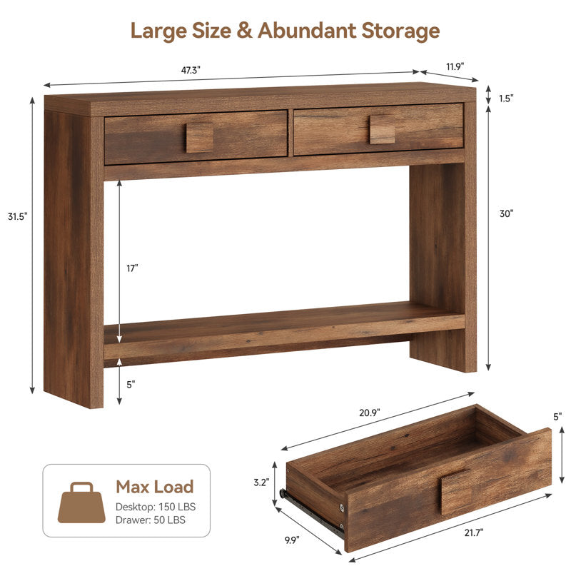 Oakridge - Farmhouse Wood Console Table for Entryway & Living Room