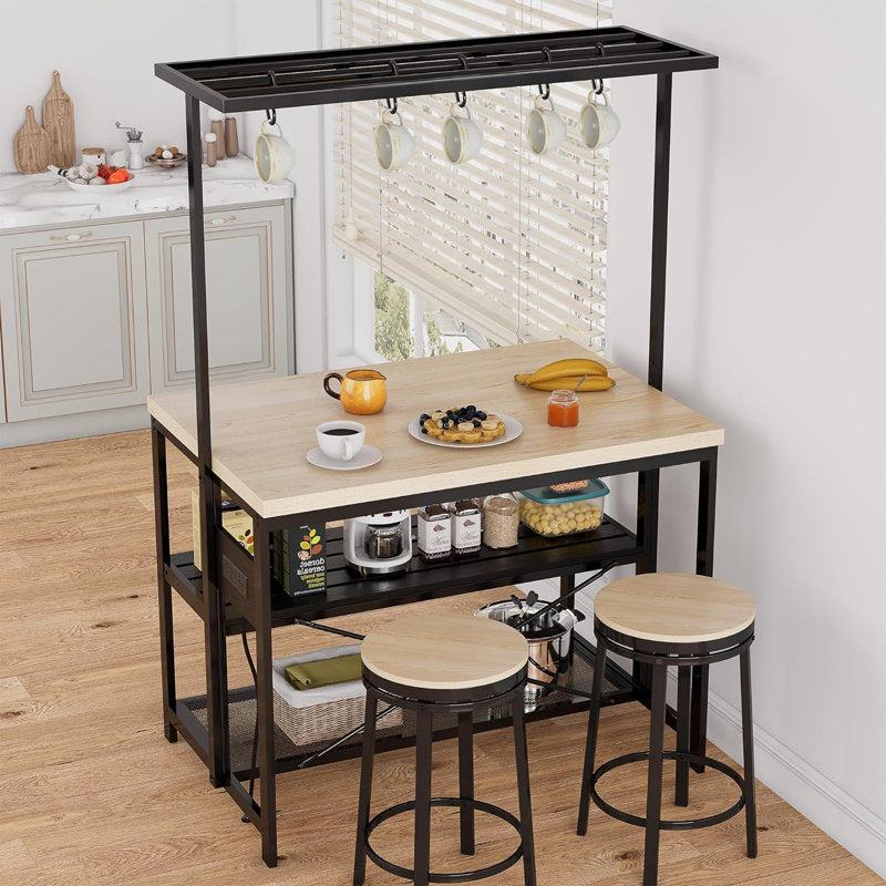 Havenwood - 47" Kitchen Island Natural Wood with Power Outlets