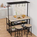 Havenwood - 47" Kitchen Island Natural Wood with Power Outlets
