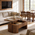 Luna - Oval Lift Top Coffee Table Mid-Century Rustic Brown Living Room