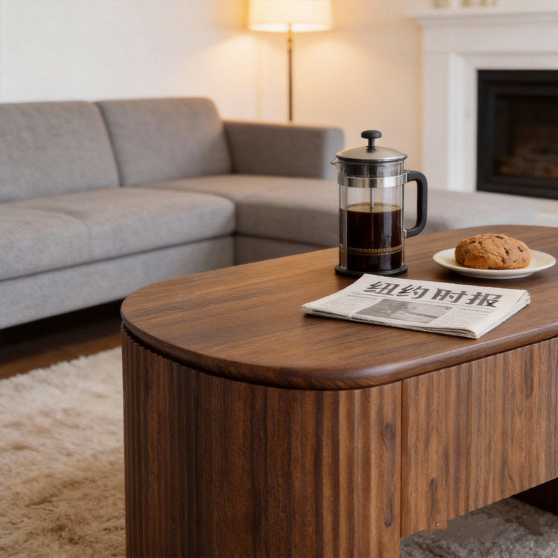 Luna - Oval Lift Top Coffee Table Mid-Century Rustic Brown Living Room