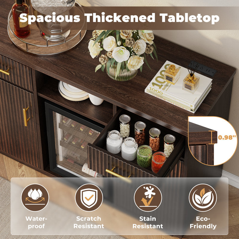 Aurelia - Coffee Bar Cabinet with Fridge Space & Charging Station