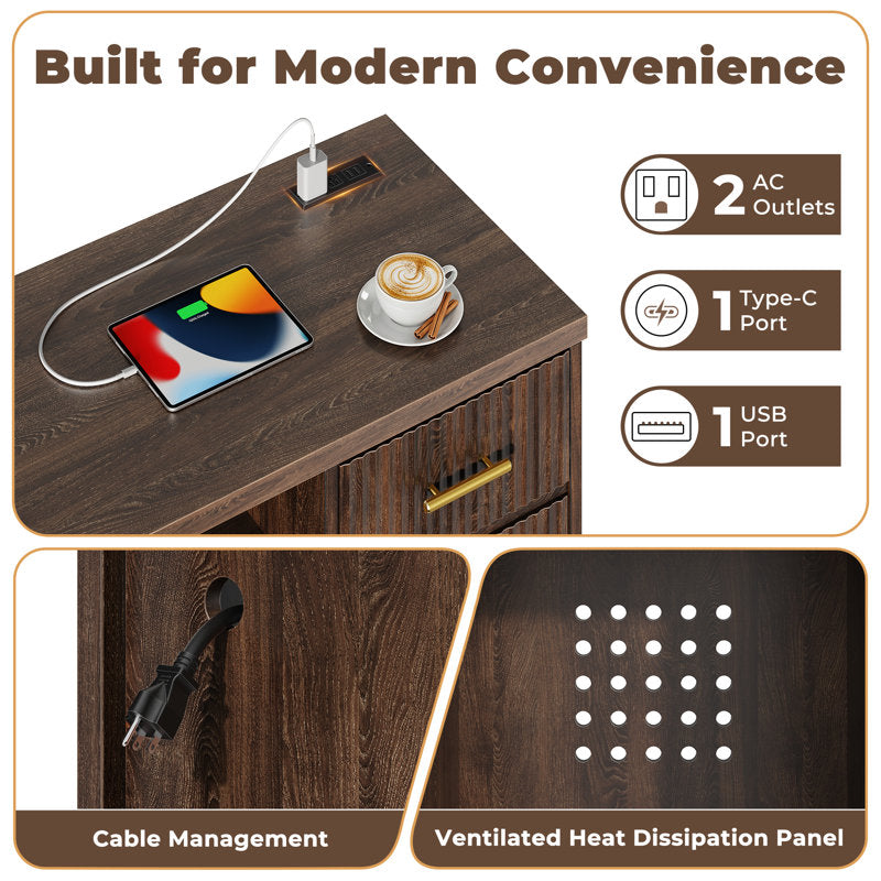 Aurelia - Coffee Bar Cabinet with Fridge Space & Charging Station