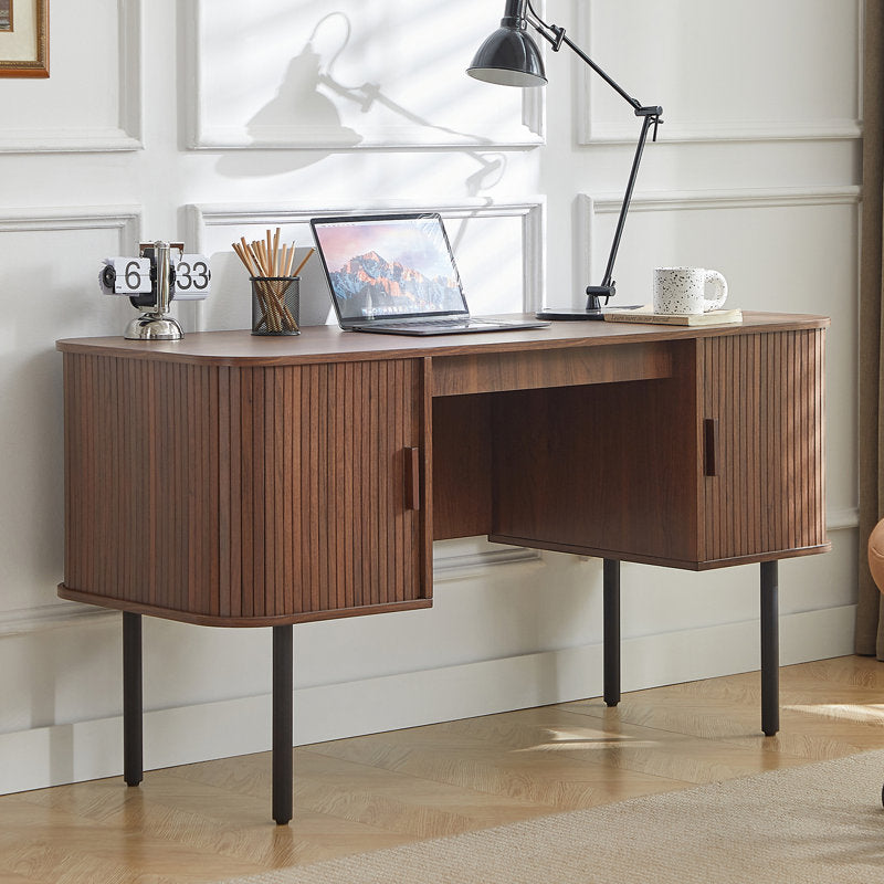 Elara - 55" Mid-Century Executive Desk with Charging Station