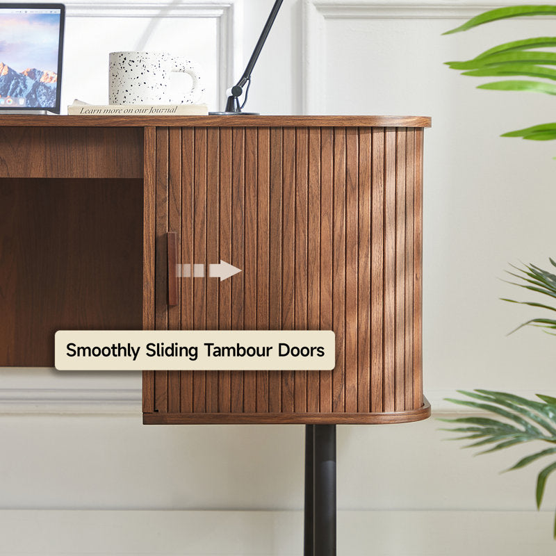 Elara - 55" Mid-Century Executive Desk with Charging Station