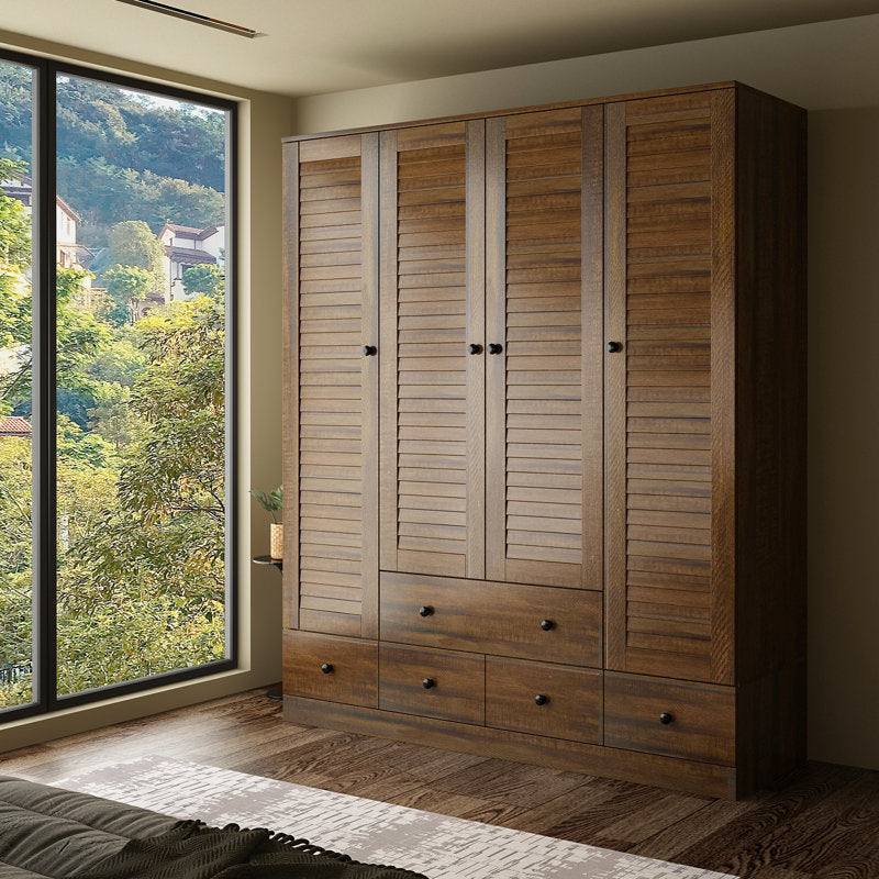 Havenwood - 59" Louvered Armoire Wardrobe with 5 Drawers