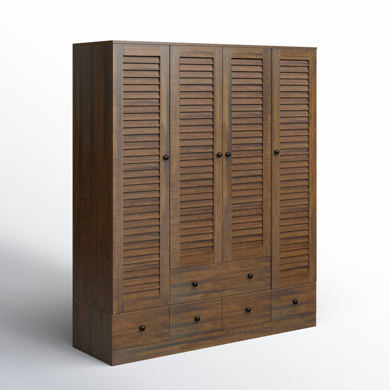 Havenwood - 59" Louvered Armoire Wardrobe with 5 Drawers