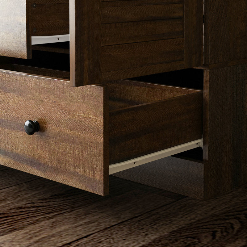 Havenwood - 59" Louvered Armoire Wardrobe with 5 Drawers