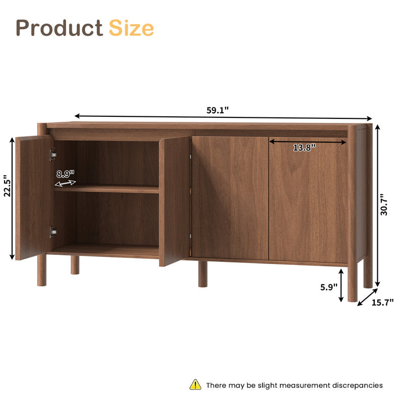 Arlo - 59" Sideboard Buffet Cabinet Modern Wood Grain Storage