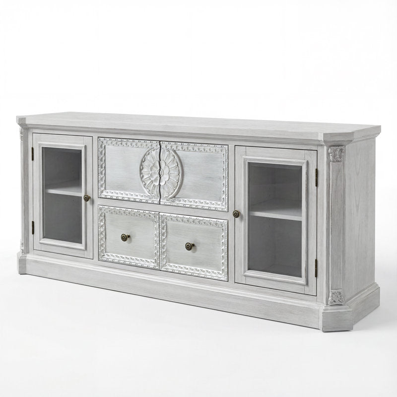 Elara - 60" Solid Ash Wood TV Stand & Carved Media Console