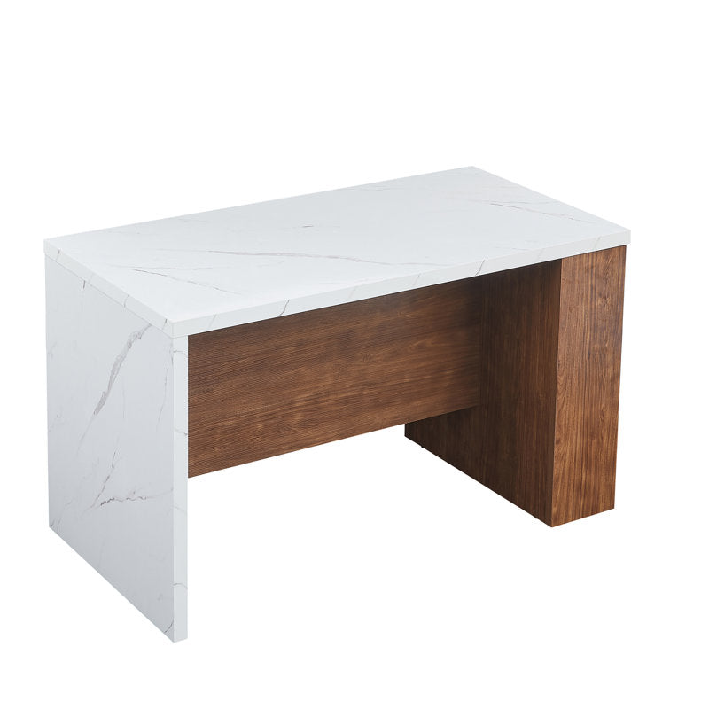 Aurora 61" Kitchen Island - Marble & Walnut Portable Workstation