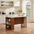 Aurora 61" Kitchen Island - Marble & Walnut Portable Workstation
