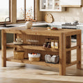 Rustic Haven - 63" Solid Wood Kitchen Island Farmhouse Dining Table