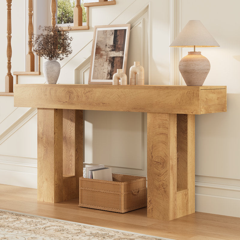Everly 63-inch Farmhouse Console Table - Rustic Wood Entryway Table