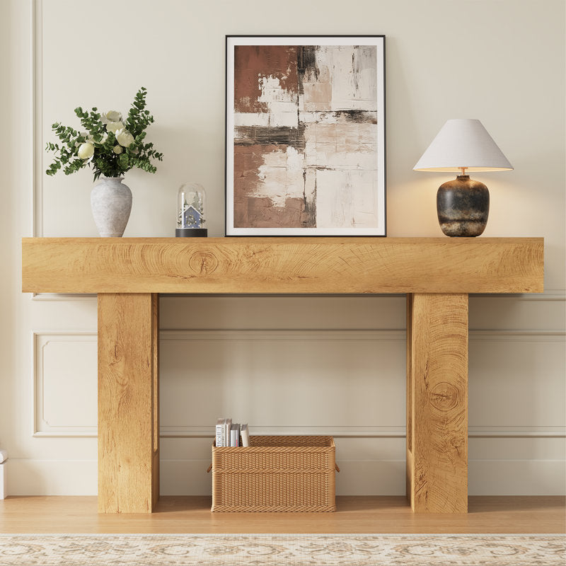 Everly 63-inch Farmhouse Console Table - Rustic Wood Entryway Table