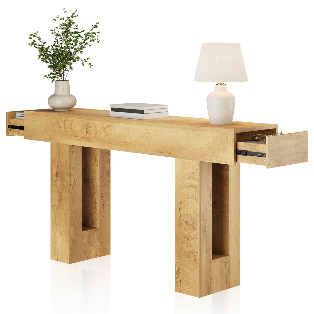 Everly 63-inch Farmhouse Console Table - Rustic Wood Entryway Table