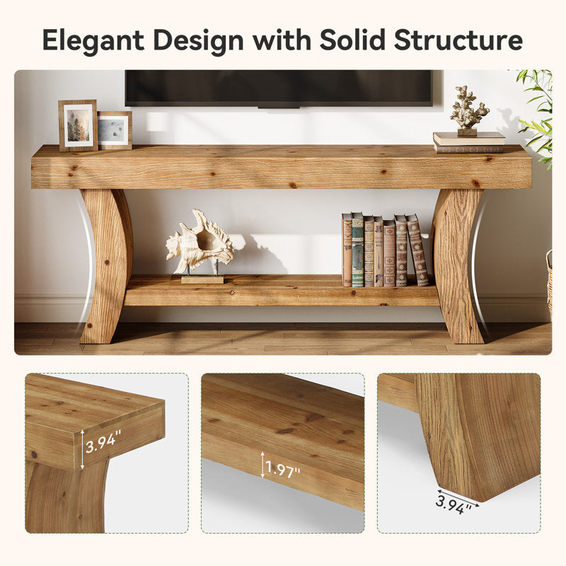 Rustic Haven - 63" Farmhouse TV Stand Solid Wood Media Console