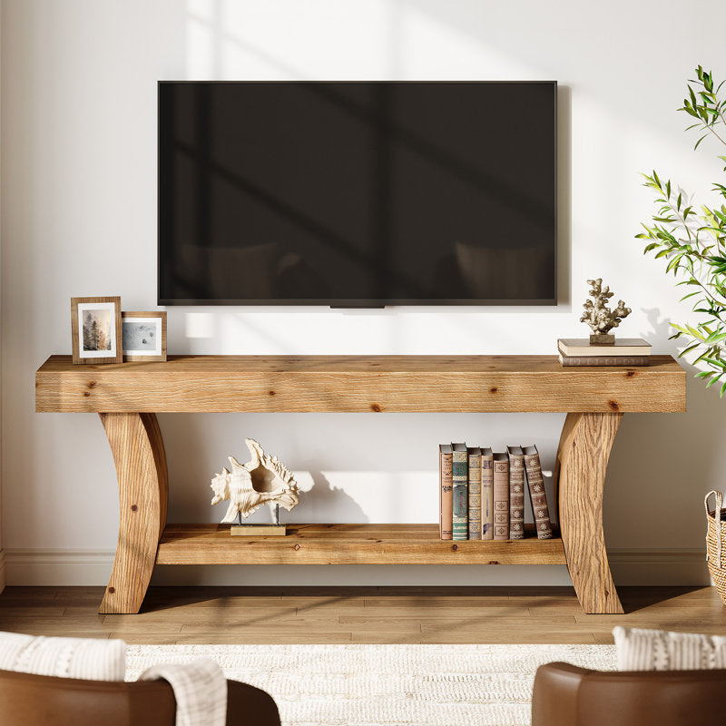 Rustic Haven - 63" Farmhouse TV Stand Solid Wood Media Console