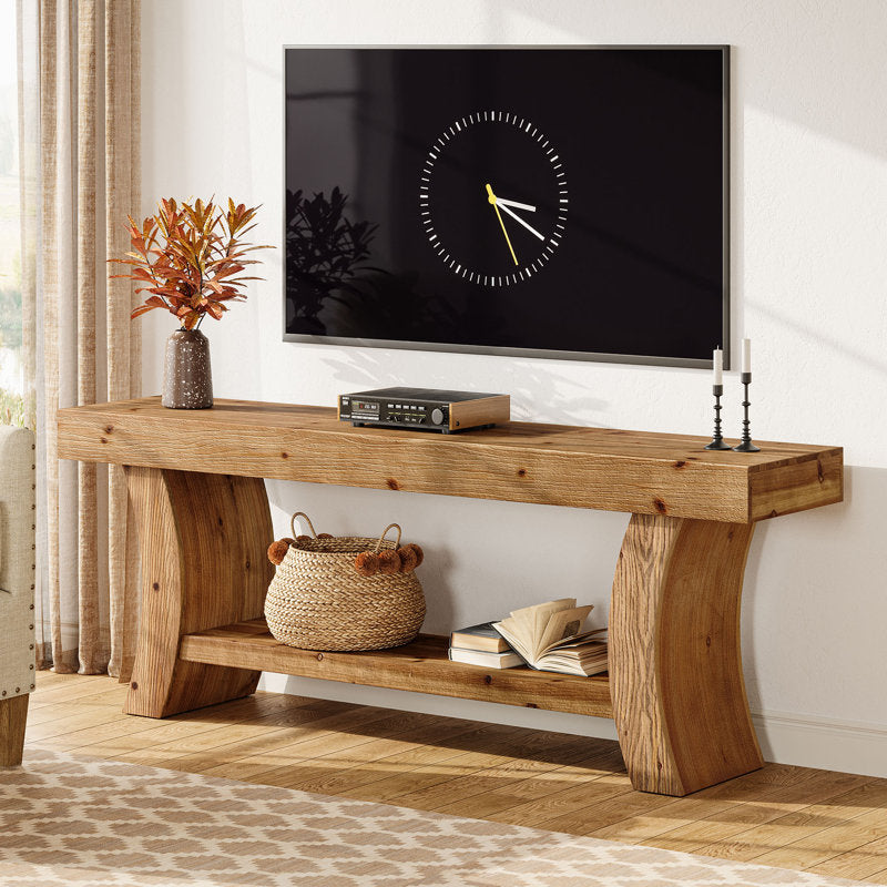 Rustic Haven - 63" Farmhouse TV Stand Solid Wood Media Console