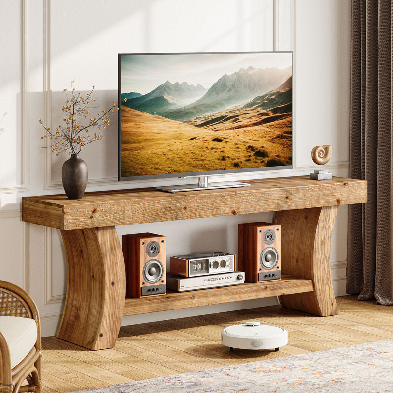 Rustic Haven - 63" Farmhouse TV Stand Solid Wood Media Console