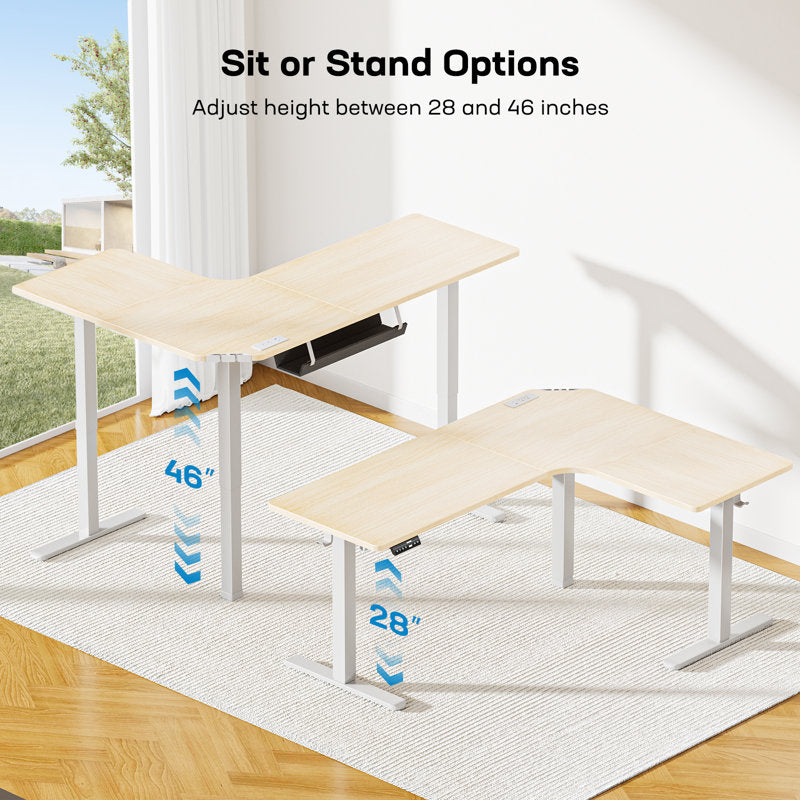 ApexLift 63" L-Shaped Standing Desk - Electric Corner Desk for Home Office