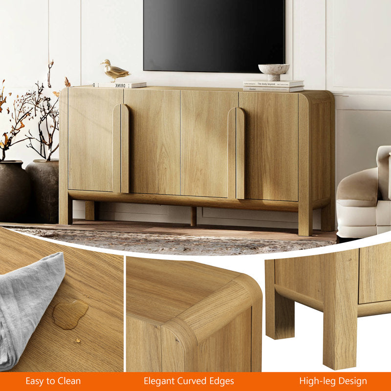 Aurelius - 63" Mid-Century Modern Wood TV Stand for Living Room