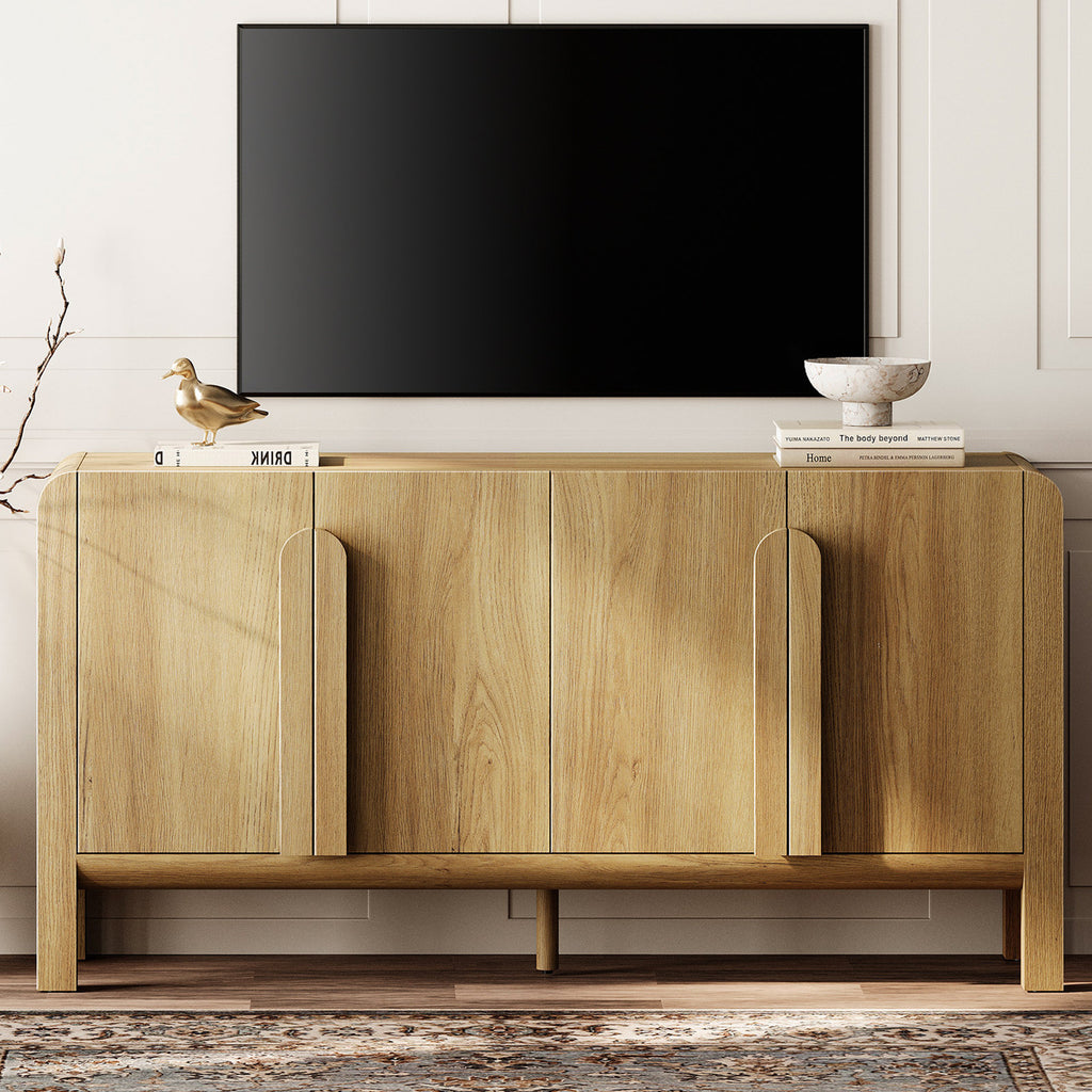 Aurelius - 63" Mid-Century Modern Wood TV Stand for Living Room