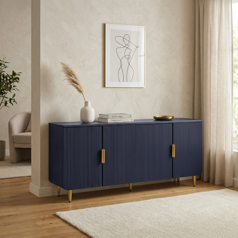 Aurelia - Fluted TV Stand Modern Wood Media Console for 75 Inch TVs