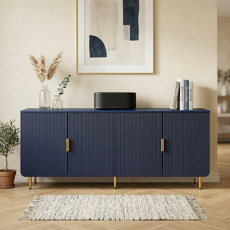 Aurelia - Fluted TV Stand Modern Wood Media Console for 75 Inch TVs