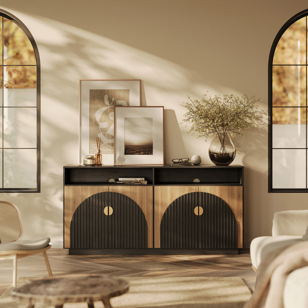 Aurelia - 65" Fluted TV Stand Mid-Century Modern Media Console